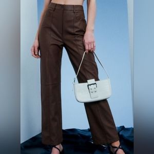 New Glassons Faux Leather Brown 5 Pocket Pants 14